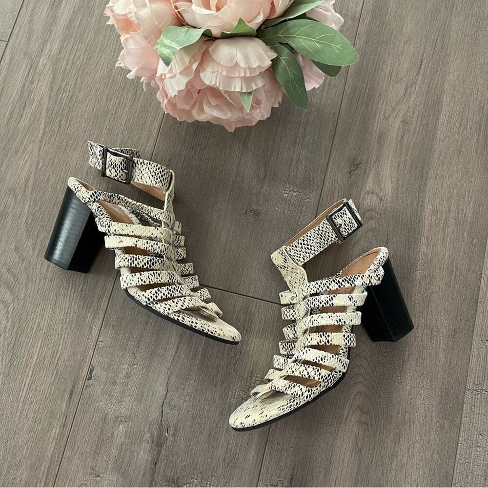 Vionic‎ Sami Python White Leather Gladiator Strappy Heel Sandals
